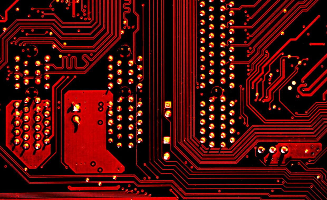 Bare circuit board, photographed for a technology article.