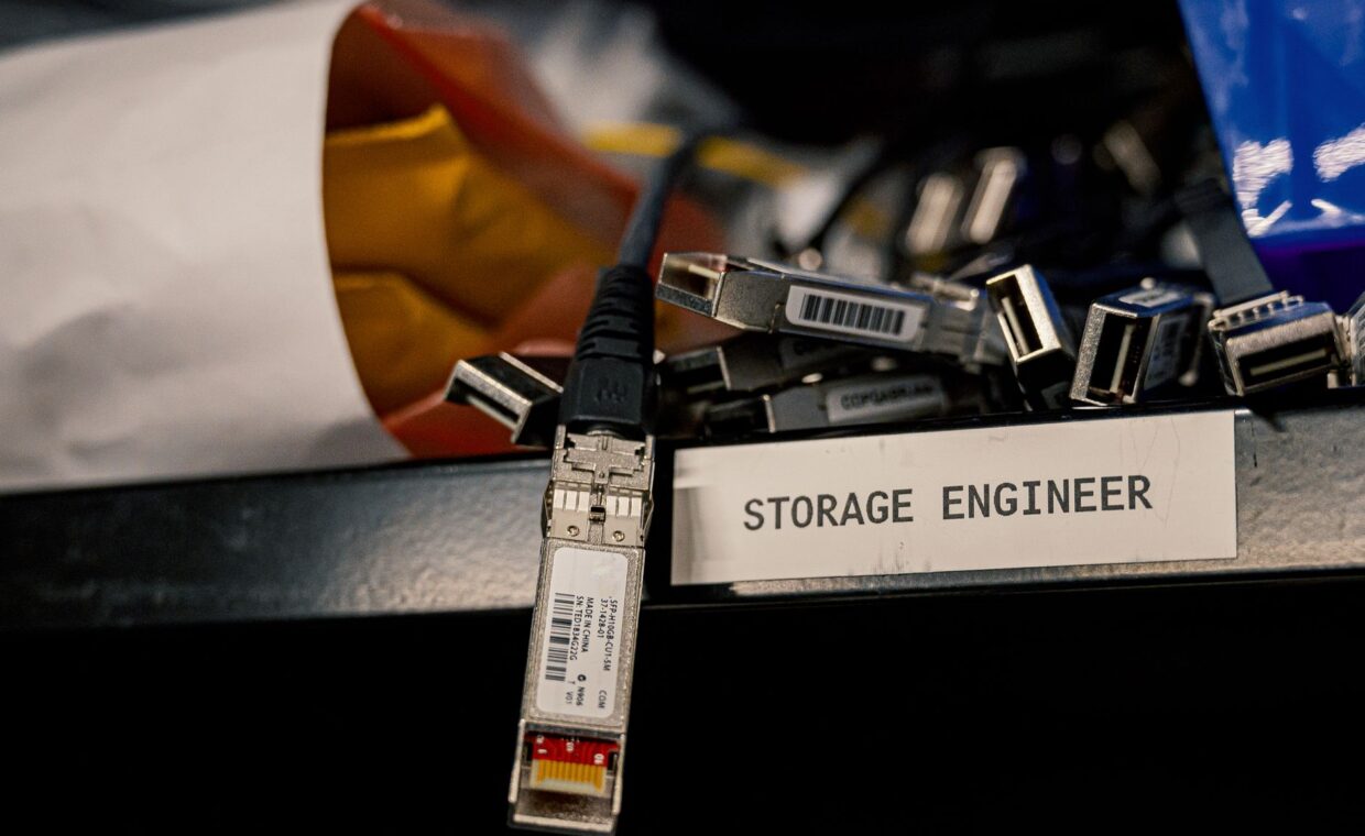 Home server shelf, photographed for a technology article.