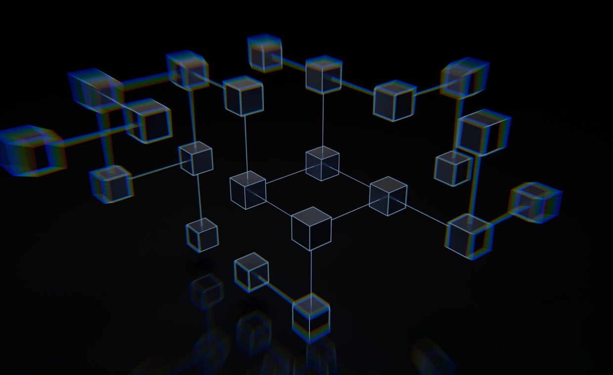 Network diagram screen, photographed for a technology article.