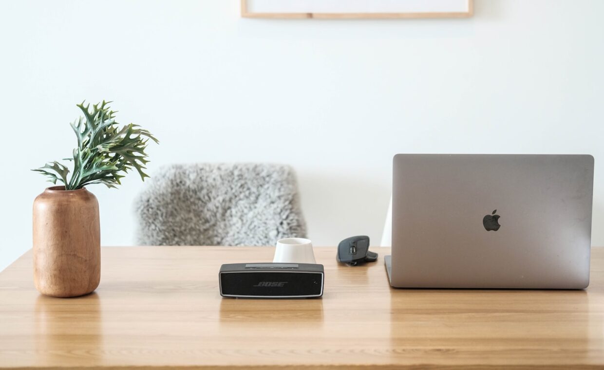 External drive desk, photographed for a technology article.