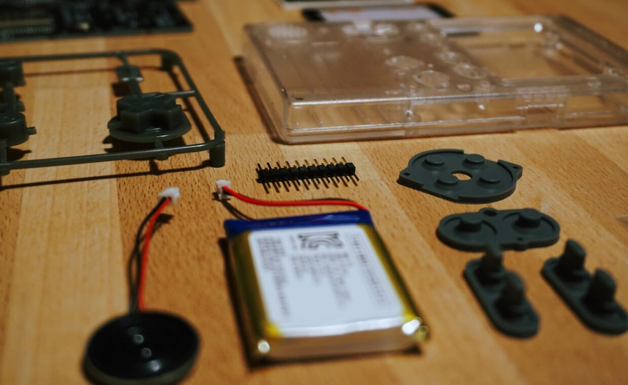 Battery pack teardown, photographed for a technology article.