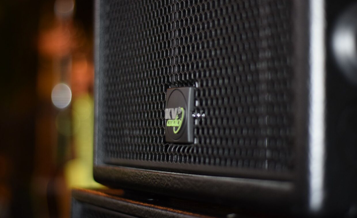 Laptop speaker grille, photographed for a technology article.