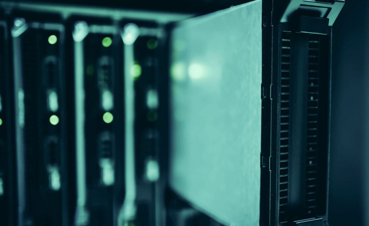 Media server rack, photographed for a technology article.