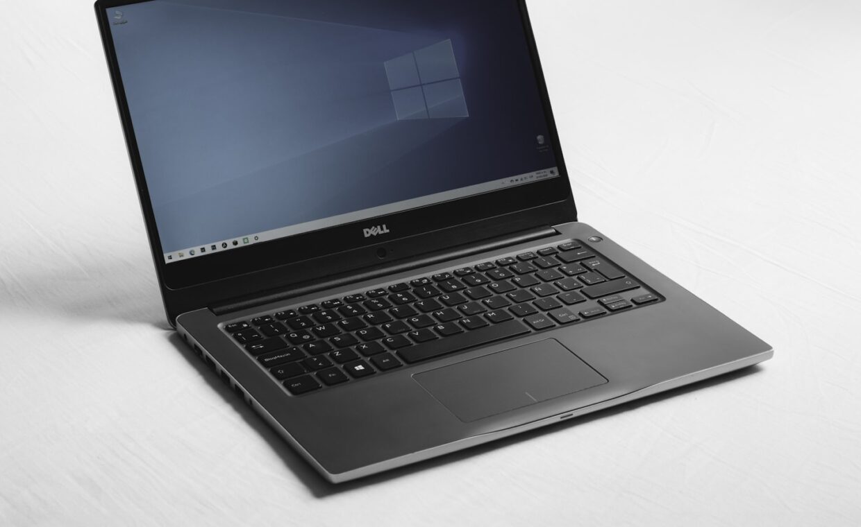 Fingerprint sensor laptop, photographed for a technology article.