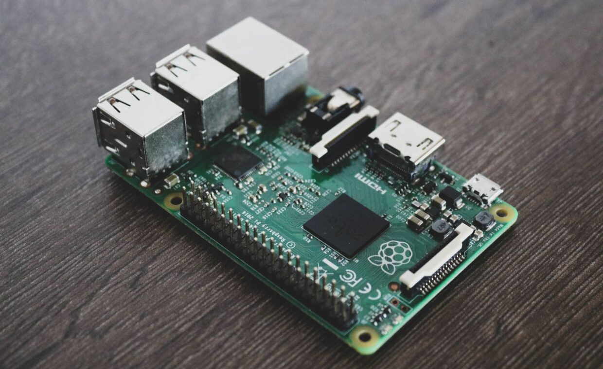 Raspberry pi project, photographed for a technology article.