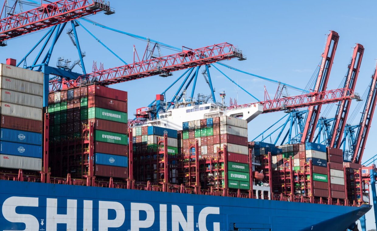 Docker containers terminal, photographed for a technology article.
