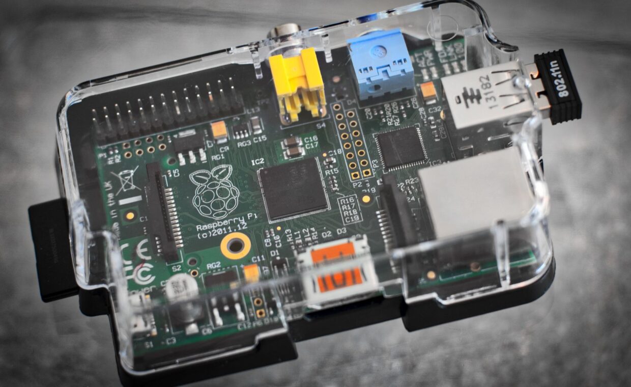 Raspberry pi case, photographed for a technology article.