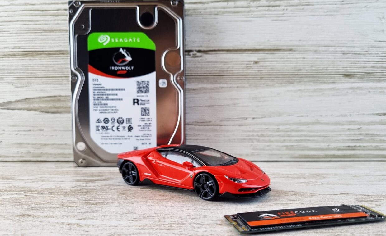 Ssd and hdd, photographed for a technology article.