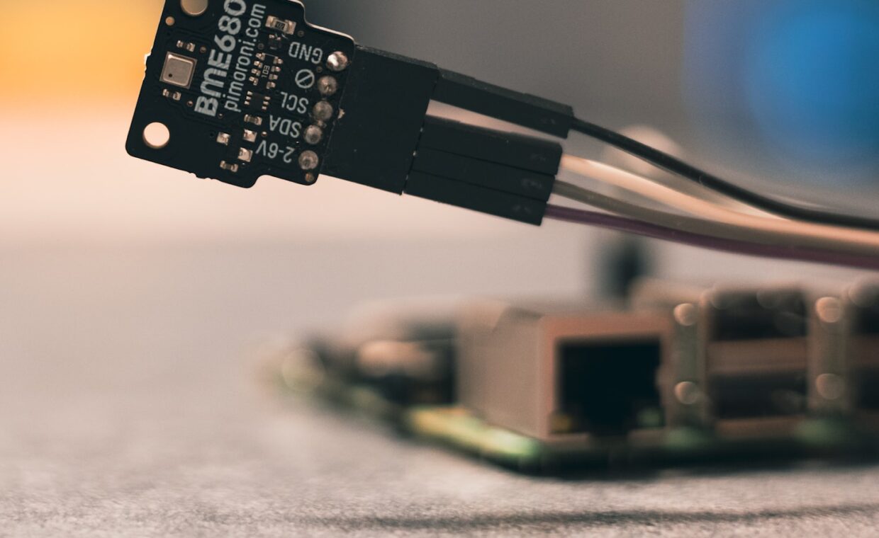 Sensor wiring board, photographed for a technology article.