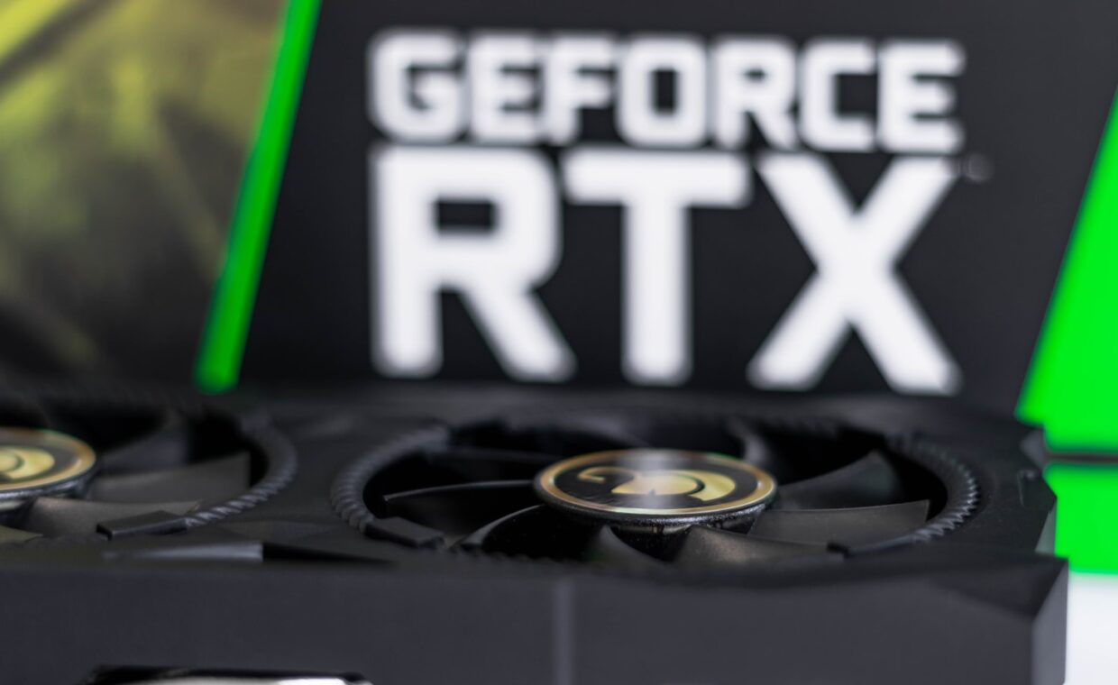 Graphics card box, photographed for a technology article.